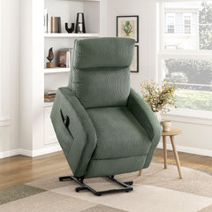Contemporary Power Lift Chair Recliner 1pc Green Plush Corduroy Upholstery Comfort Side Pocket Plywood Living Room Furniture
