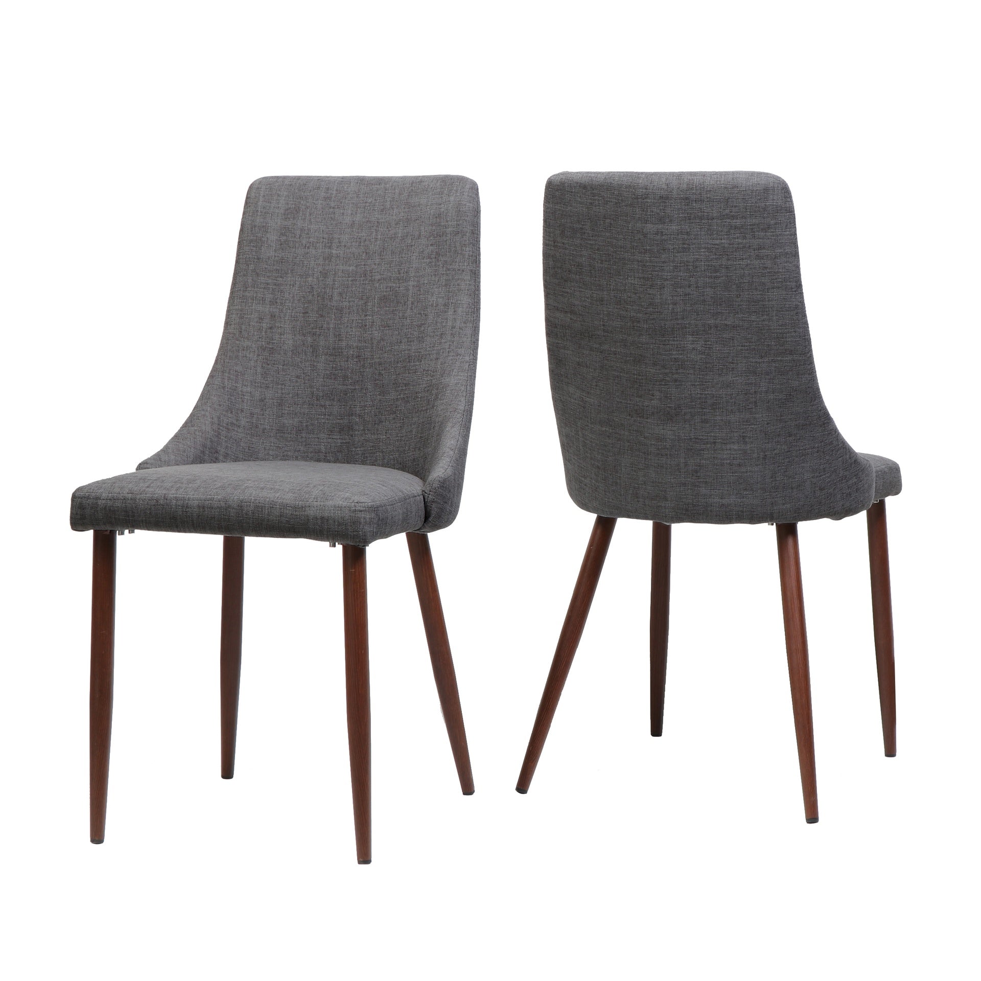 Mid Century Modern Fabric Armless Dining Chairs, Set of 2, Light Gray