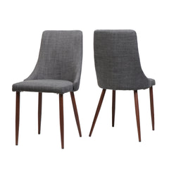 Mid Century Modern Fabric Armless Dining Chairs, Set of 2, Light Gray