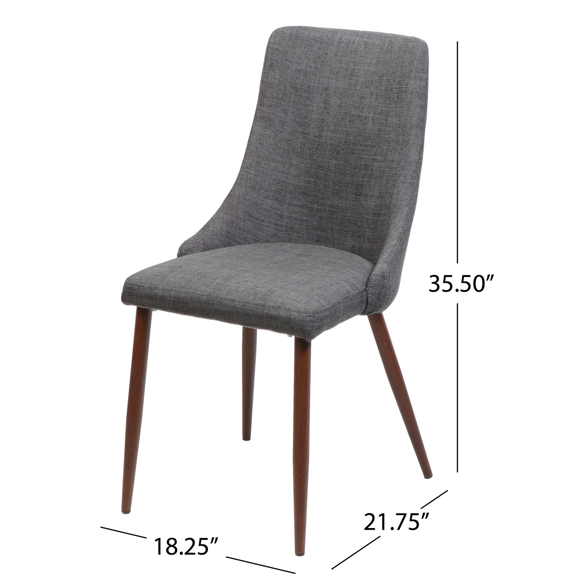 Mid Century Modern Fabric Armless Dining Chairs, Set of 2, Light Gray