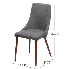 Mid Century Modern Fabric Armless Dining Chairs, Set of 2, Light Gray