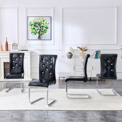 Set of 2,Retro alligator skin Upholstered dining chairs,with Crystal buckle design and Faux Leather design,a touch of elegance and mystery to the dining area,Electroplated metal legs
