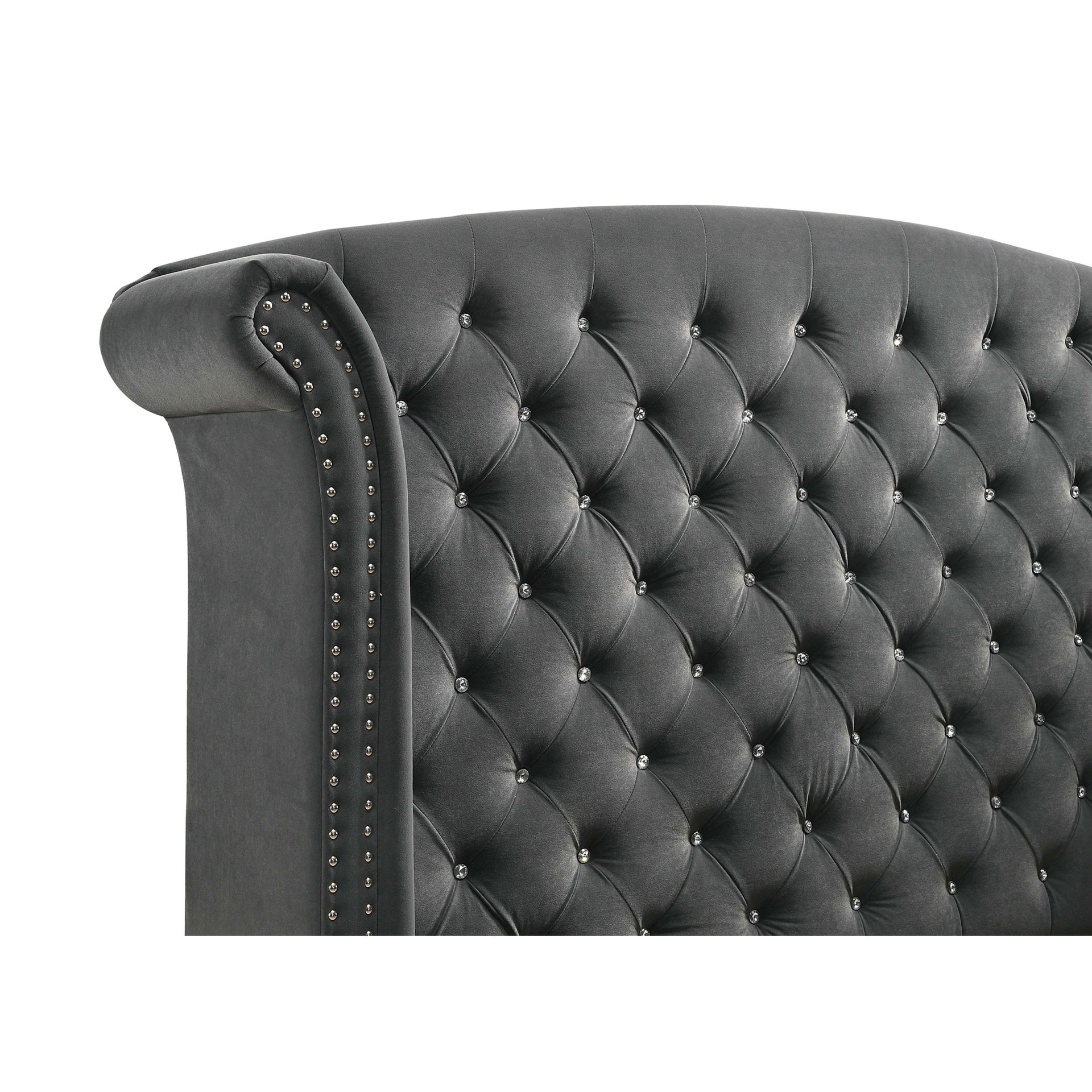 Chantel Grey Upholstered Wingback Eastern King Bed