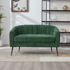 50.2'' Wide Upholstered Chenille Mini Loveseat Accent Couch, Modern Glam Small Settee with Metal Legs, Channel Tufted 2-Seater Sofa for Living Rooms Bedrooms Dorm Studio Office Small Spaces, Green