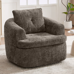 360° Swivel Sofa Chair Accent Barrel Chair 36.6" Swivel Round Chair with Dual-layer Cushion Design for Living Room, Bedroom, Office and Hotel, Brown
