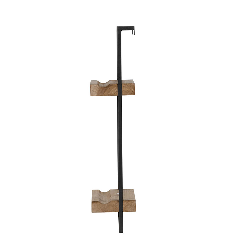 12x6x27" Iron and Wood Wall Shelf With Two Shelves