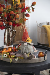 2pcs 5.5x3.5x20.5" Fabric Sitting Oranged Gnome With Maple Leaf On Hat, for Holiday Harvest Festival Fall Festival & Thanksgiving Table Decorations
