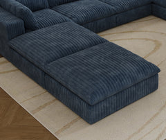 Cloud Sofa,Corduroy Fabric,Deep Seat Couches,Double-layer design,Removable  Cushion,No Assembly, DIY Combination for Living room, Bedroom,Conference room ,Apartment,Blue
