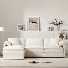 103" Chenille Modular Sectional Sofa with Deep and Wide Seat,L Shaped Cloud Couch Set with Double Cushions,4 Seat Sofa with Movable Ottoman,Oversized Indoor Furniture for Living Room&Apartment
