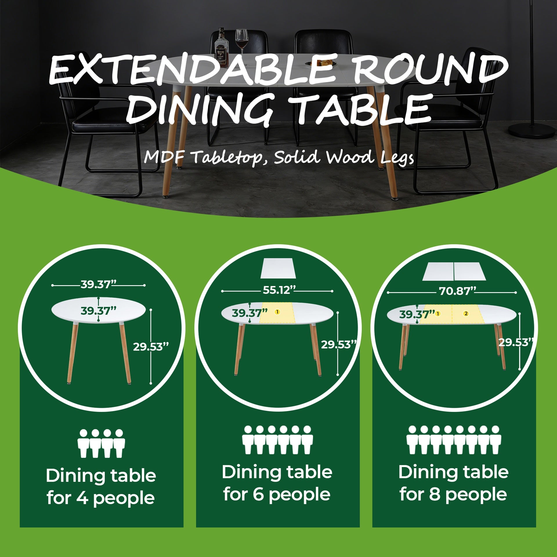 Extensible table,DINING TABLE,OFFICE TABLE,COFFEE TABLE,wood leg,100/140/180x100x75cm