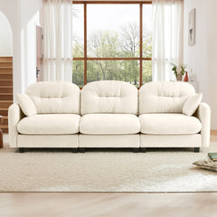 Three-Seate Modular Sectional Couch,Soft Chenille Fabric High-Density Foam,Tufted Cushion Backrest Design Ergonomic Design,Elegant Armrests,High Quality Wooden Base,Fits Bedrooms Living Rooms ,Beige