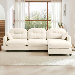 Modular Sectional L Shaped Couch With Ottoman, Premium Chenille Fabric,Tufted Cushion Backrest Design,Ergonomic Design Easy Install,Fits Bedrooms, Living Rooms Reading Nooks,Beige