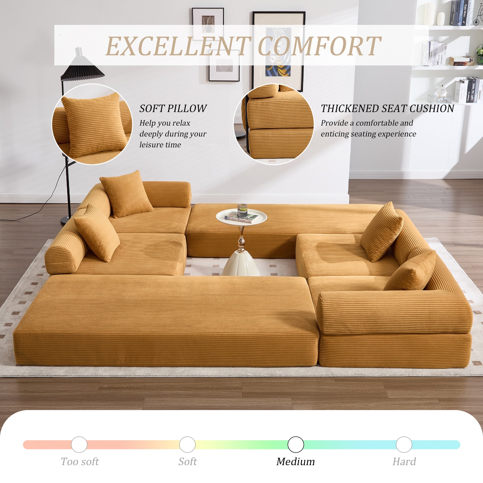 UNITED WE WIN convertible folding sofa bed, with fixed frame and pillow back handrail, cloud corduroy folding mattress sofa, folding memory foam bed in living room/dormitory/guest room/home office/apt