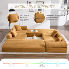 UNITED WE WIN convertible folding sofa bed, with fixed frame and pillow back handrail, cloud corduroy folding mattress sofa, folding memory foam bed in living room/dormitory/guest room/home office/apt