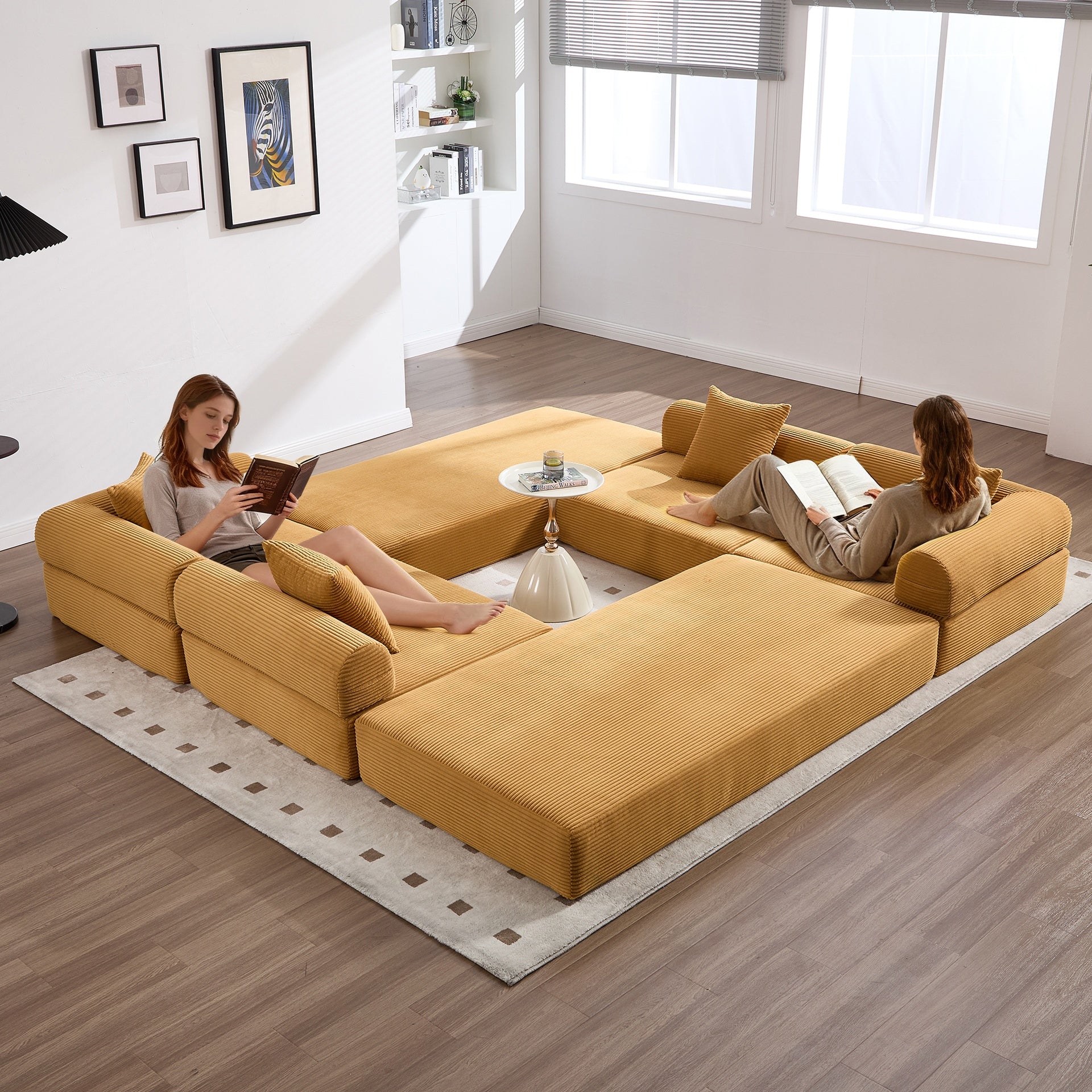 UNITED WE WIN convertible folding sofa bed, with fixed frame and pillow back handrail, cloud corduroy folding mattress sofa, folding memory foam bed in living room/dormitory/guest room/home office/apt
