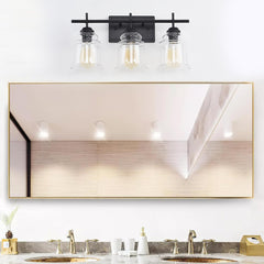 3-Light with Clear Glass Satin Shade, Unique Hand-make Lampshade, Industrial Indoor Light Fixture for Bathroom Living Room Bedroom Over Kitchen Sink, E26 Socket [No Bulb]