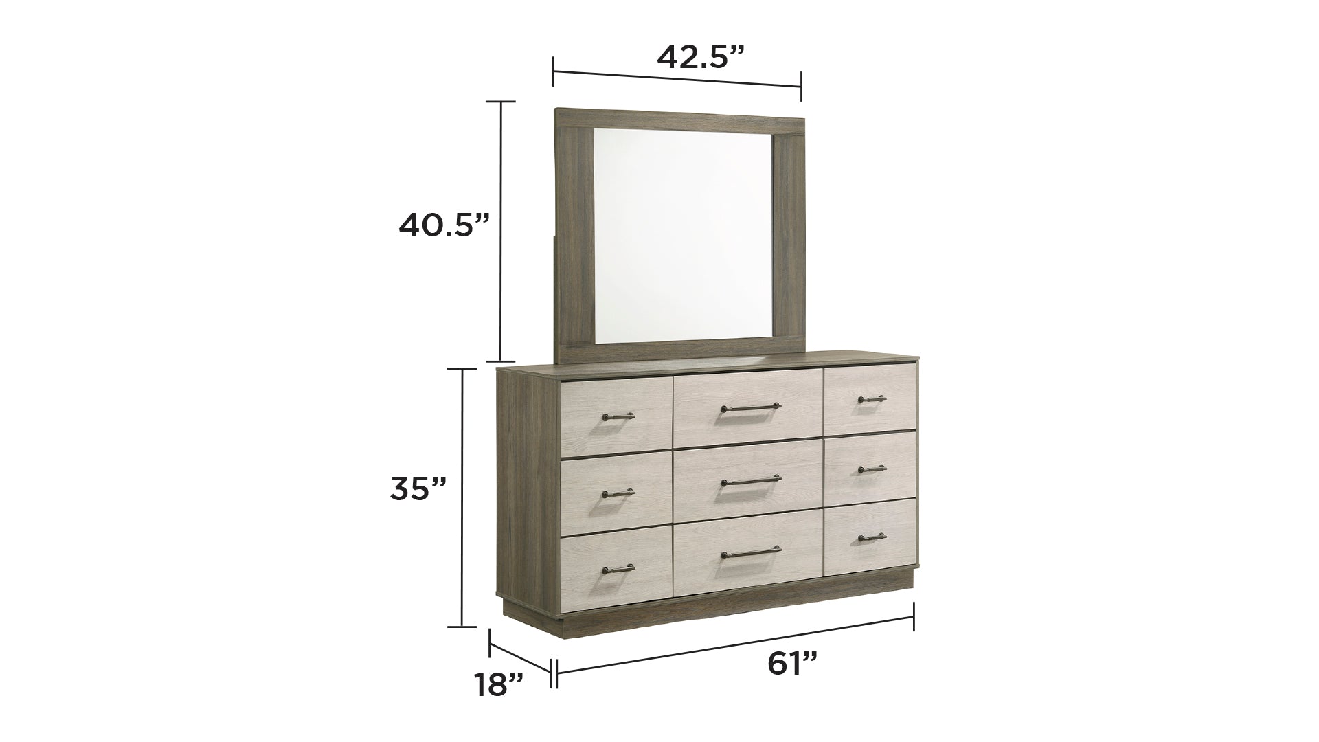Gem Modern Style Mirror Made with Wood in Beige & Brown