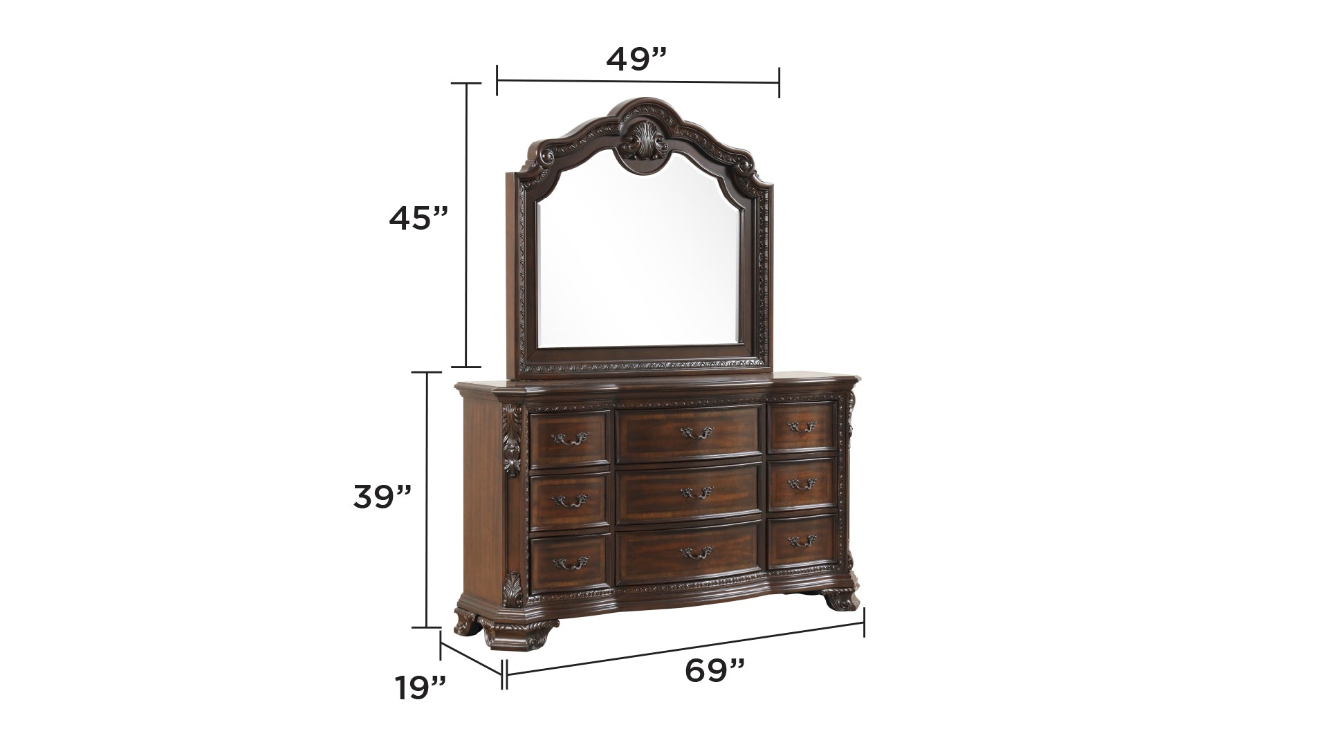 Traditional Style Mirror Made with Wood frame in Walnut