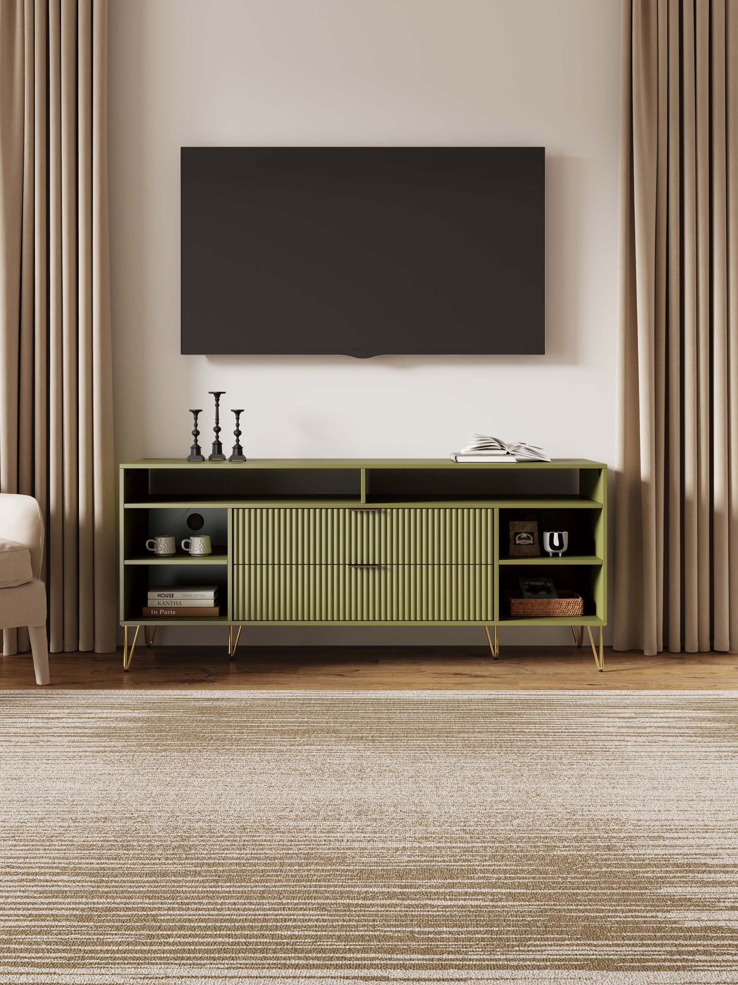 TV Stand in Olive Green