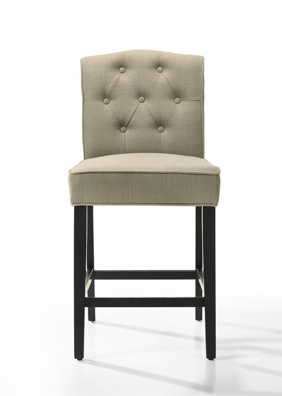 Jacopo Set of 2 Beige Fabric Counter Height Chairs with Black Finish Legs