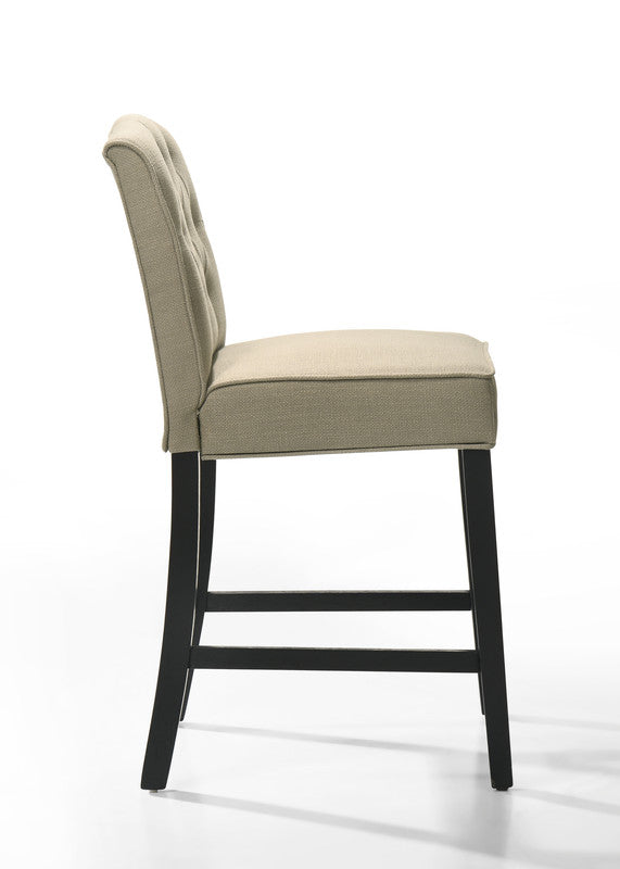 Jacopo Set of 2 Beige Fabric Counter Height Chairs with Black Finish Legs