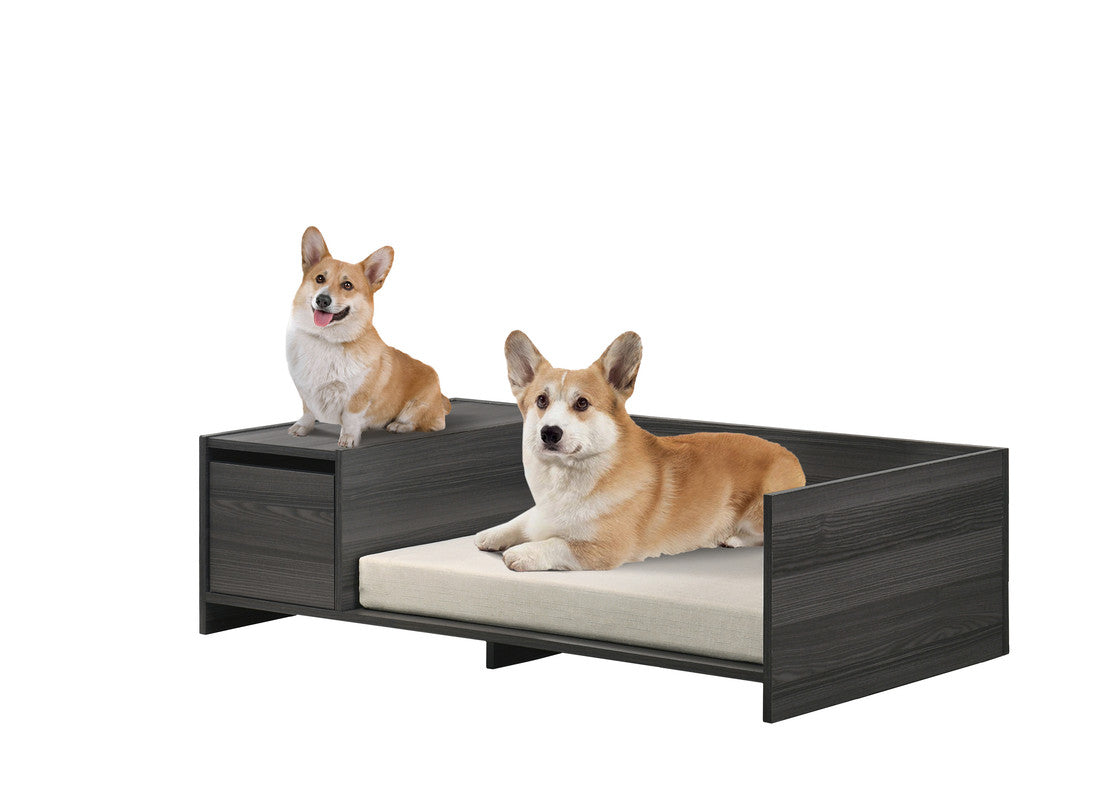 Enrica Ash Gray 47"W Modern Comfy Pet Bed with Cushion and Side Storage Compartment