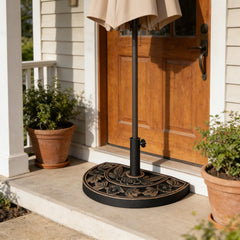 Outdoor Decorative Parasol Stand Holder,Half Round Patio Umbrella Base