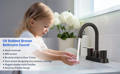 2 Handles Bathroom Sink Faucet, Oil Rubbed Bronze Centerset RV Bathroom Faucets for 2/3 Hole