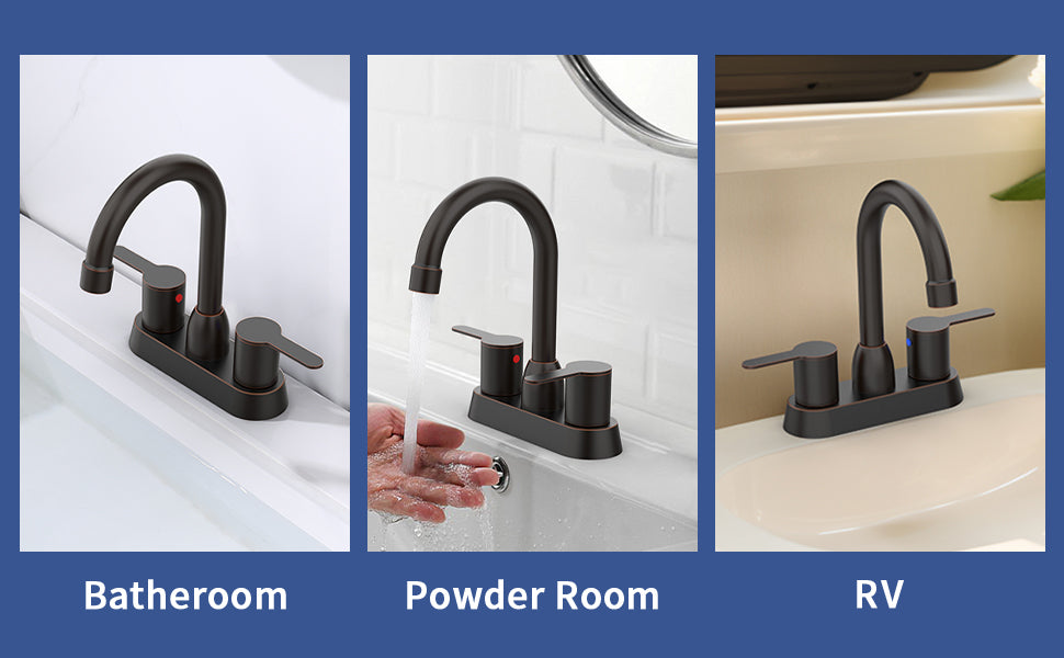 2 Handles Bathroom Sink Faucet, Oil Rubbed Bronze Centerset RV Bathroom Faucets for 2/3 Hole