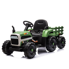Ride on Tractor with Trailer,24V Battery Powered Electric Tractor Toy, 200w*2motor 1.86-4.97MPH/Remote Control,electric car for kids,Three speed adjustable,USB,MP3 ,Bluetooth,LED light, safety belt.