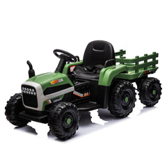 Ride on Tractor with Trailer,24V Battery Powered Electric Tractor Toy, 200w*2motor 1.86-4.97MPH/Remote Control,electric car for kids,Three speed adjustable,USB,MP3 ,Bluetooth,LED light, safety belt.