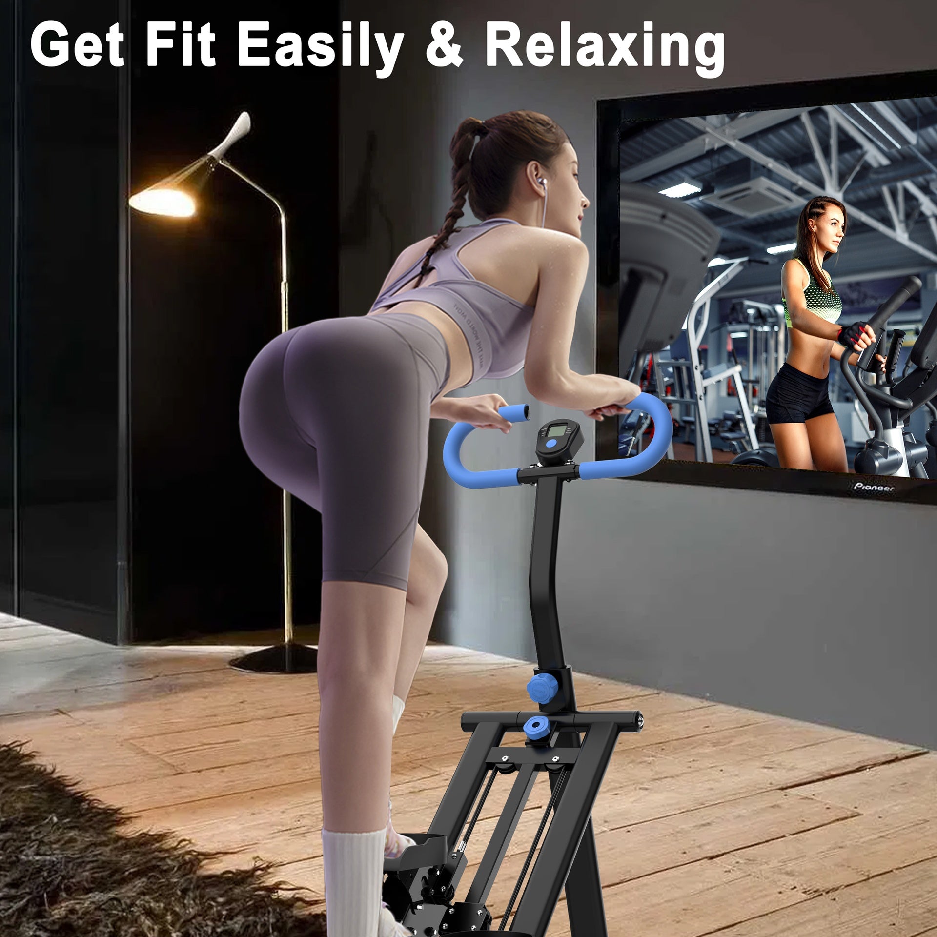 Stair Stepper with resistance Home-Upgrade Vertical Climber Workout Machine for Full-Body Exercise Climber Fitness Equipment with Stable Frame Adjustable Handlebar-Black Blue