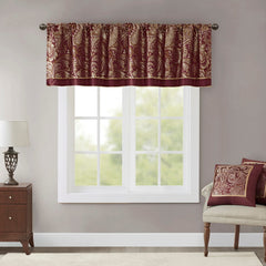Jacquard Window Valance Burgundy 50x18"