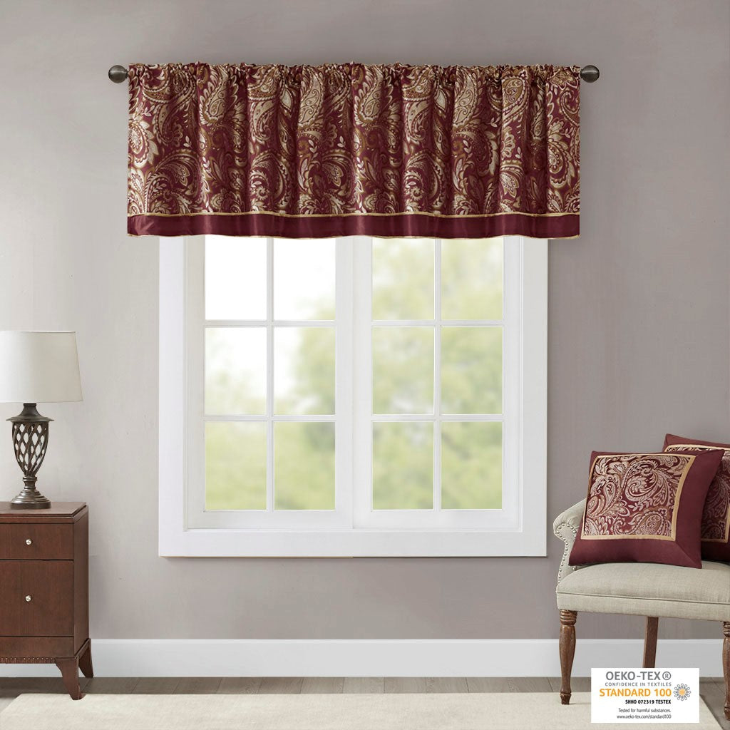 Jacquard Window Valance Burgundy 50x18"