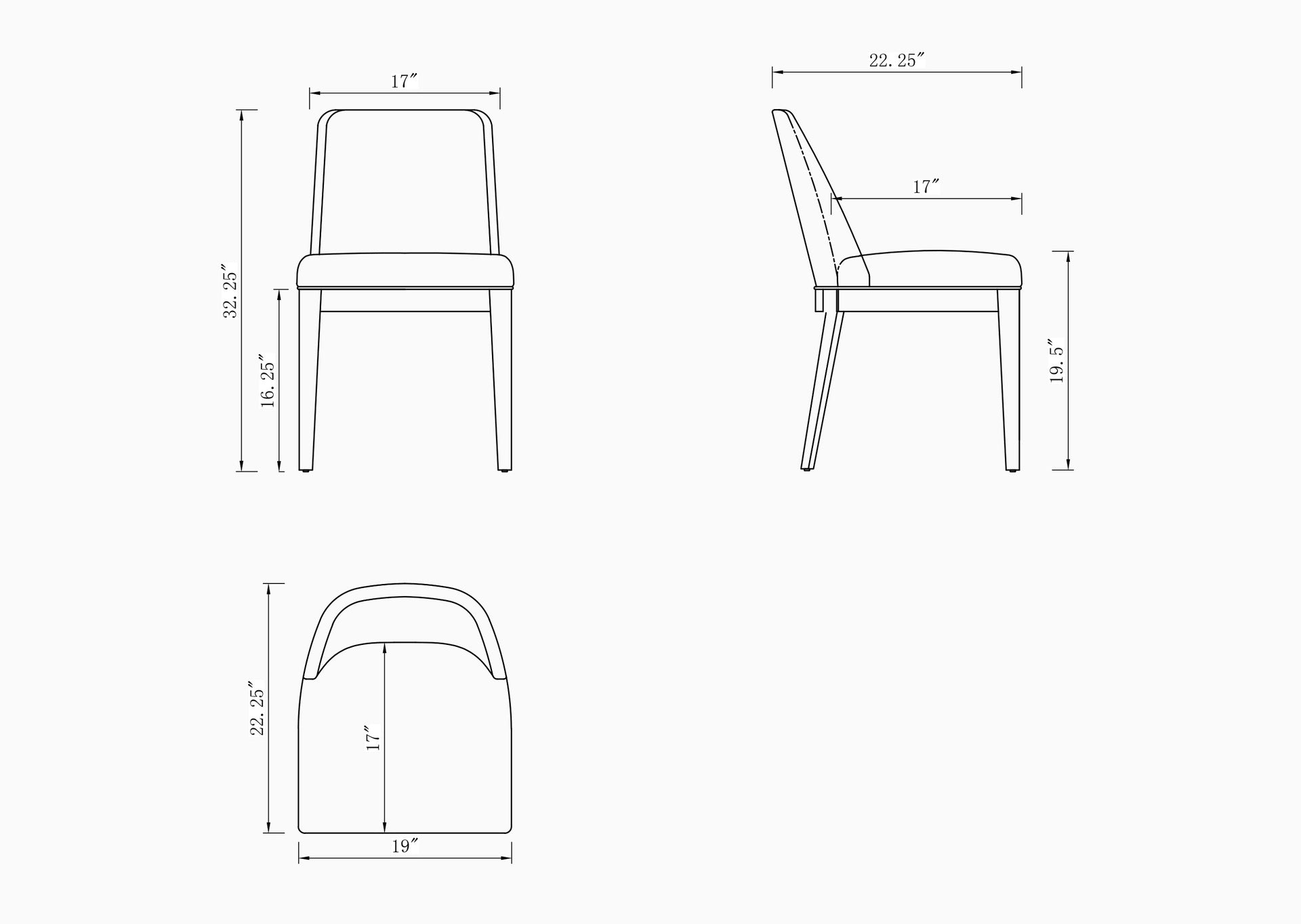 Dining Chair - Set of 2 in Light Gray