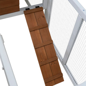 58" Wooden Outdoor Indoor Roof Waterproof Bunny Hutch Rabbit Cage Guinea Pig Coop PET House for Small to Medium Animals with Stairs and Cleaning Tray