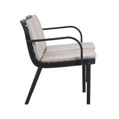 Luna Outdoor Patio PP Loveseat, Black Frame with Beige Cushion