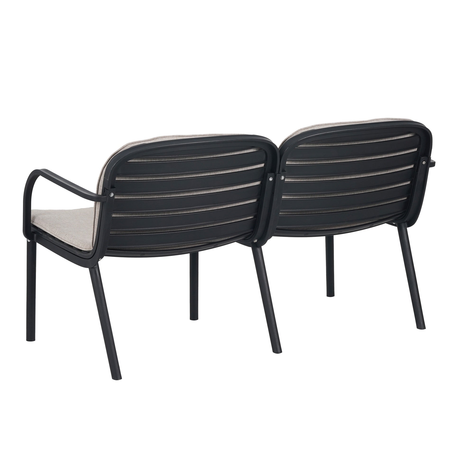 Luna Outdoor Patio PP Loveseat, Black Frame with Beige Cushion