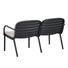Luna Outdoor Patio PP Loveseat, Black Frame with Beige Cushion