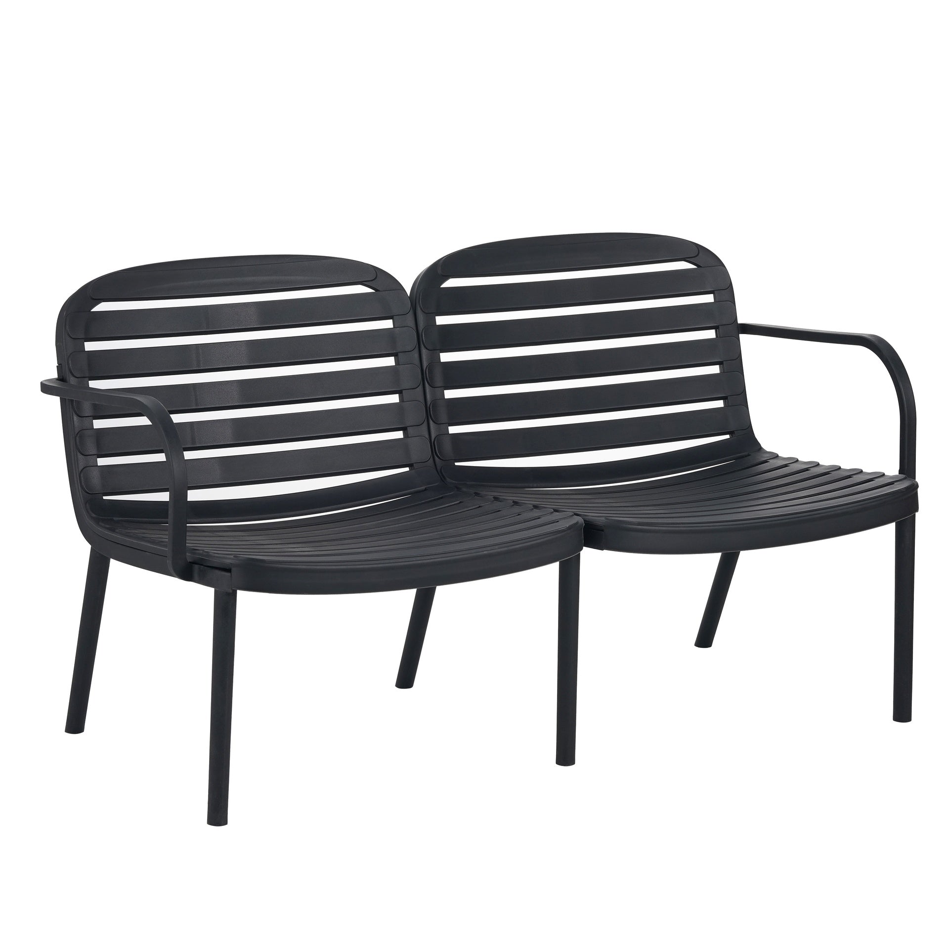 Luna Outdoor Patio PP Loveseat, Black Frame with Beige Cushion