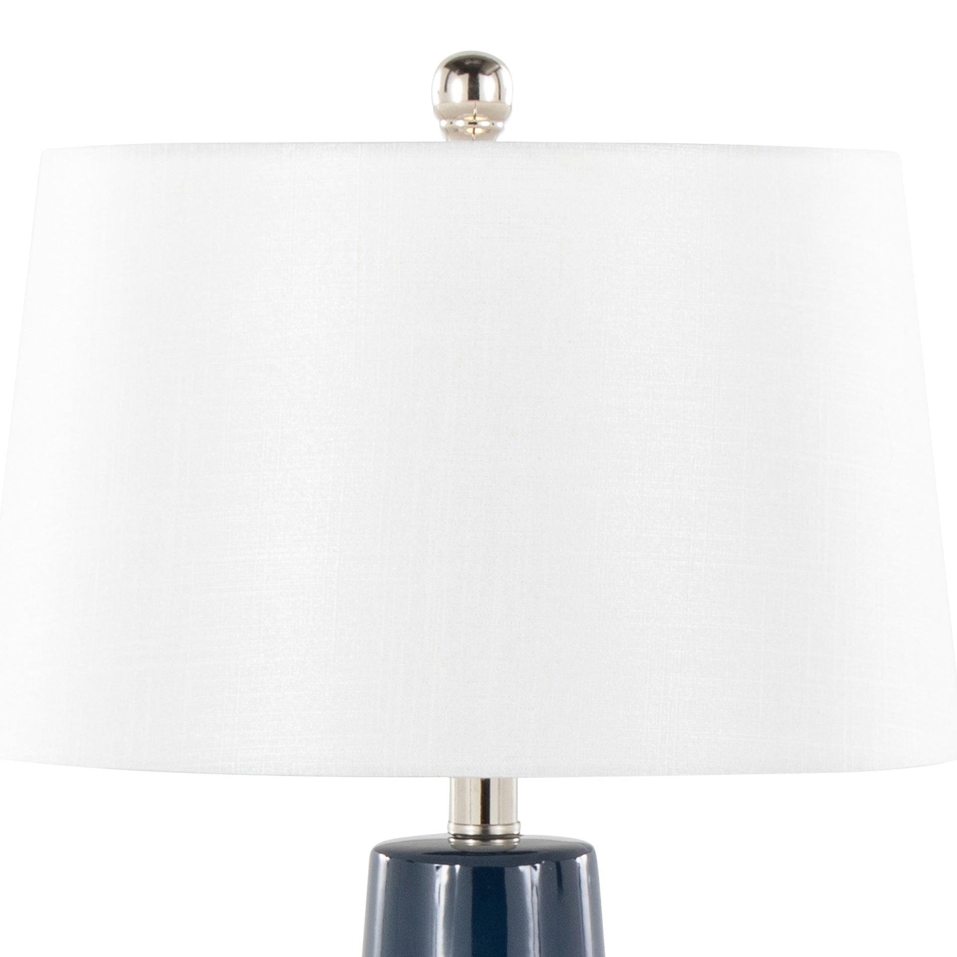 Penelope 22" Contemporary Ceramic Table Lamp with Dark Blue & Silver Ceramic Body and White Shade by LumiSource
