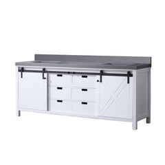 White Double Bath Vanity 84 in. W x 22 in. D, with Grey Quartz Countertop