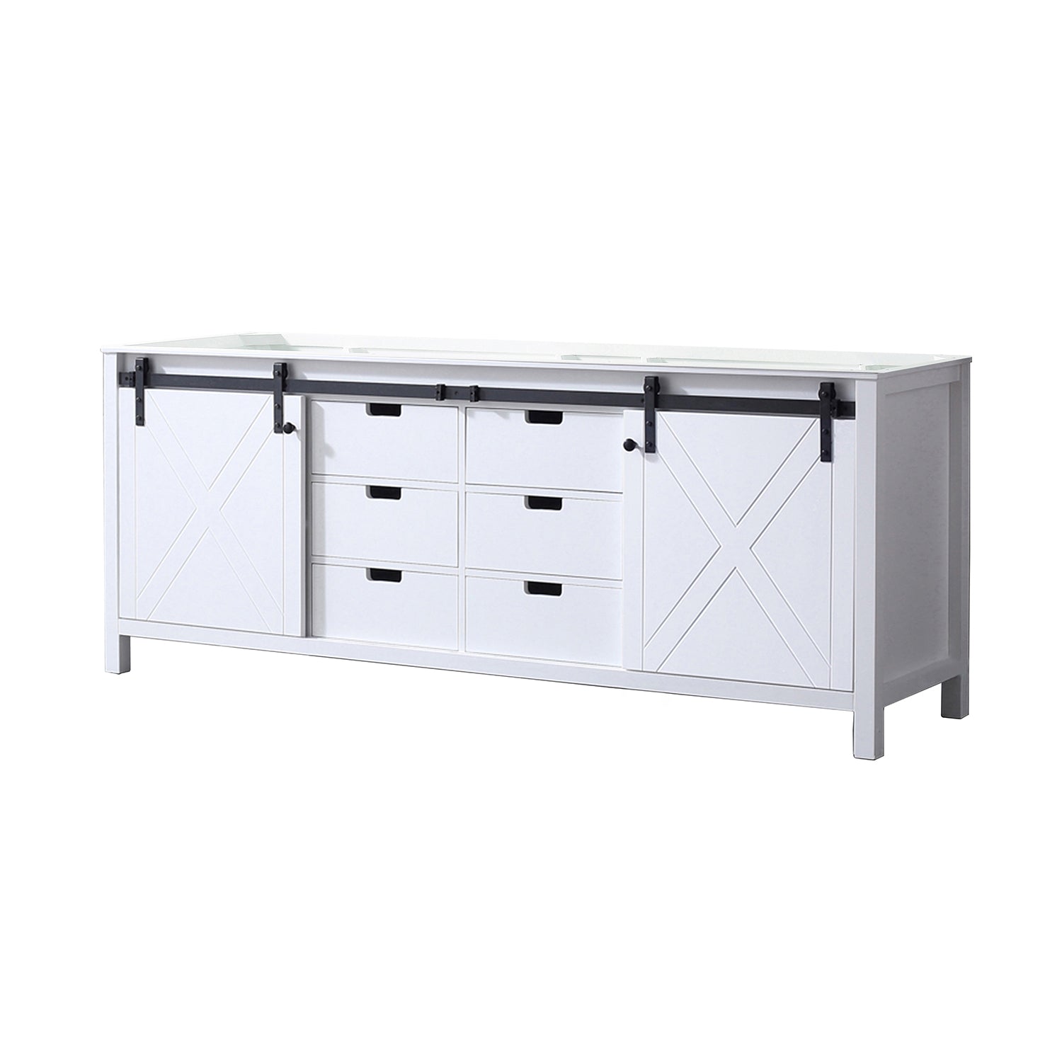 White Double Bath Vanity 84 in. W x 22 in. D