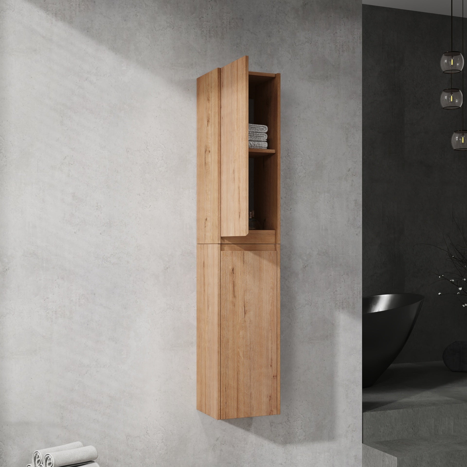 12" Bathroom Side Cabinet, 2-Soft Close Doors, Float Mounting Design, 12*2(KD-Packing)