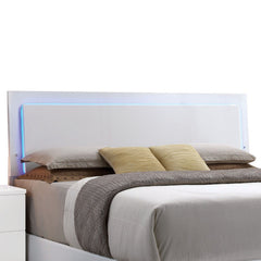 White Queen Bed with LED Light Headboard