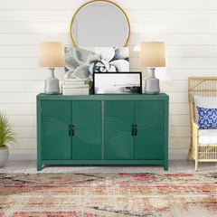 59"Green Accent Cabinet with 4 Doors, Mid Century Modern Pantry Cabinet, Wood Buffet Cabinet, Media Cabinet, Console Cabinet, Cabinet for Entryway, Living Room, Bedroom, Dining Room