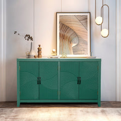 59"Green Accent Cabinet with 4 Doors, Mid Century Modern Pantry Cabinet, Wood Buffet Cabinet, Media Cabinet, Console Cabinet, Cabinet for Entryway, Living Room, Bedroom, Dining Room