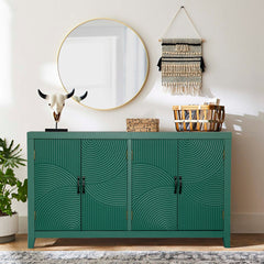 59"Green Accent Cabinet with 4 Doors, Mid Century Modern Pantry Cabinet, Wood Buffet Cabinet, Media Cabinet, Console Cabinet, Cabinet for Entryway, Living Room, Bedroom, Dining Room