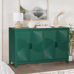 59"Green Accent Cabinet with 4 Doors, Mid Century Modern Pantry Cabinet, Wood Buffet Cabinet, Media Cabinet, Console Cabinet, Cabinet for Entryway, Living Room, Bedroom, Dining Room