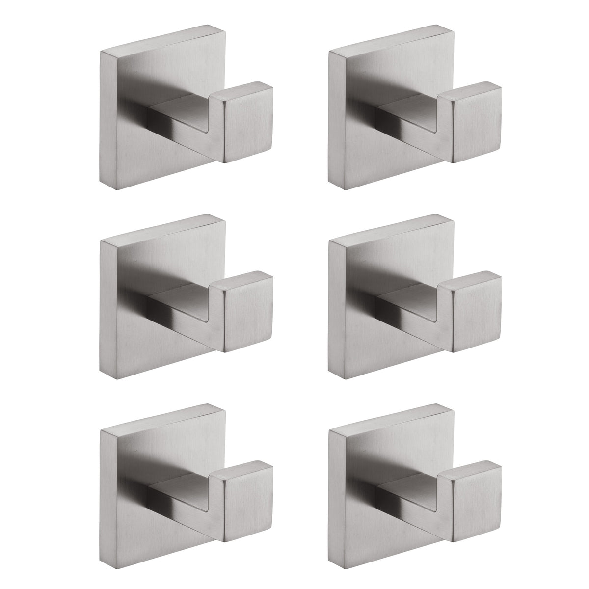 6 Pack Wall-Mounted Stainless Steel Bathroom Towel Hooks/Coat Hooks for Bathroom, Bedroom, Kitchen